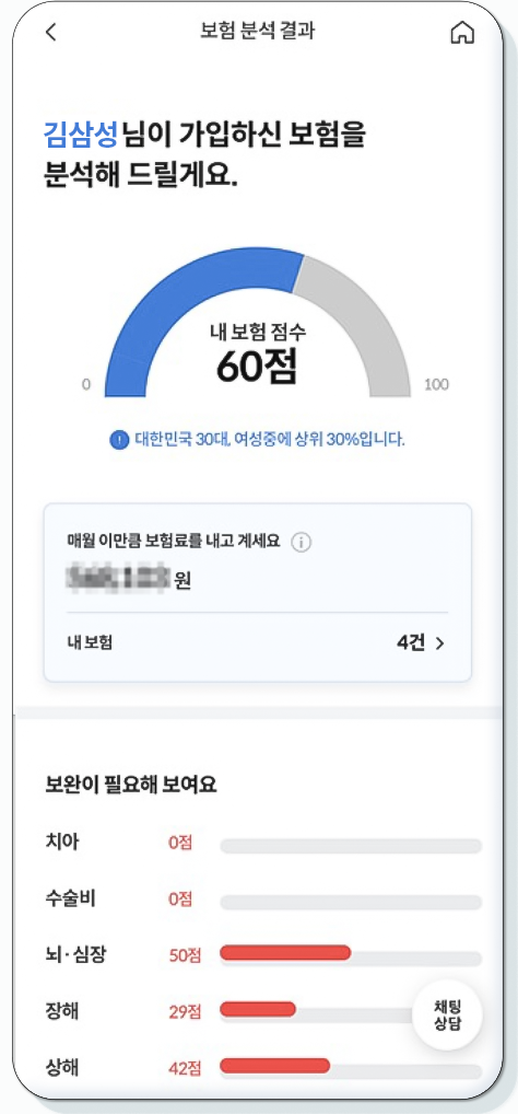 보험분석 결과 화면 예시