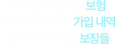 오래 전 가입했던 보험 여기저기 흩어진 가입 내역 넘치거나 부족한 보장들